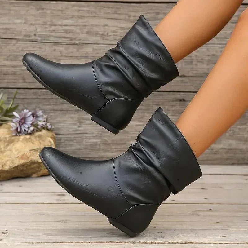 Nadia Women's Leather Boots – Genuine Leather with Non-Slip Sole & Sleek Silhouette
