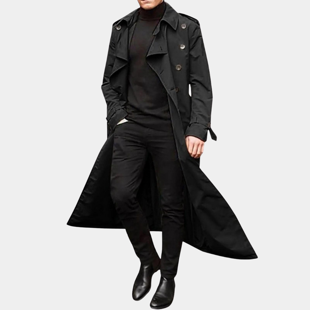 Marcus Men's Trench Coat – Long Water-Resistant Coat with a Classic Cut & Elegant Style