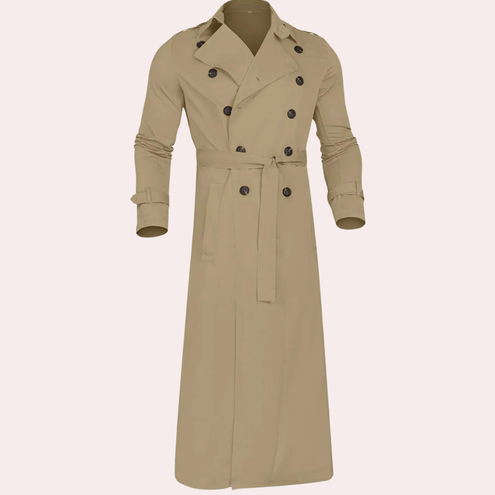 Marcus Men's Trench Coat – Long Water-Resistant Coat with a Classic Cut & Elegant Style