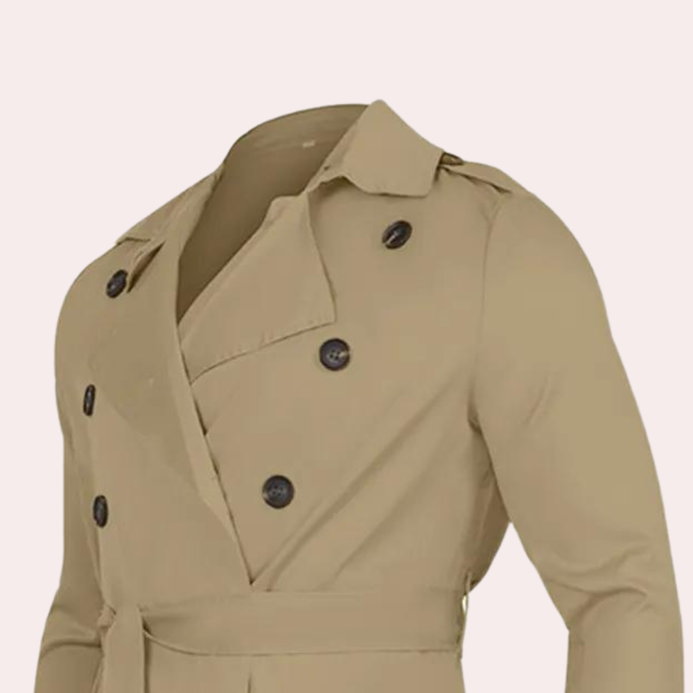 Marcus Men's Trench Coat – Long Water-Resistant Coat with a Classic Cut & Elegant Style