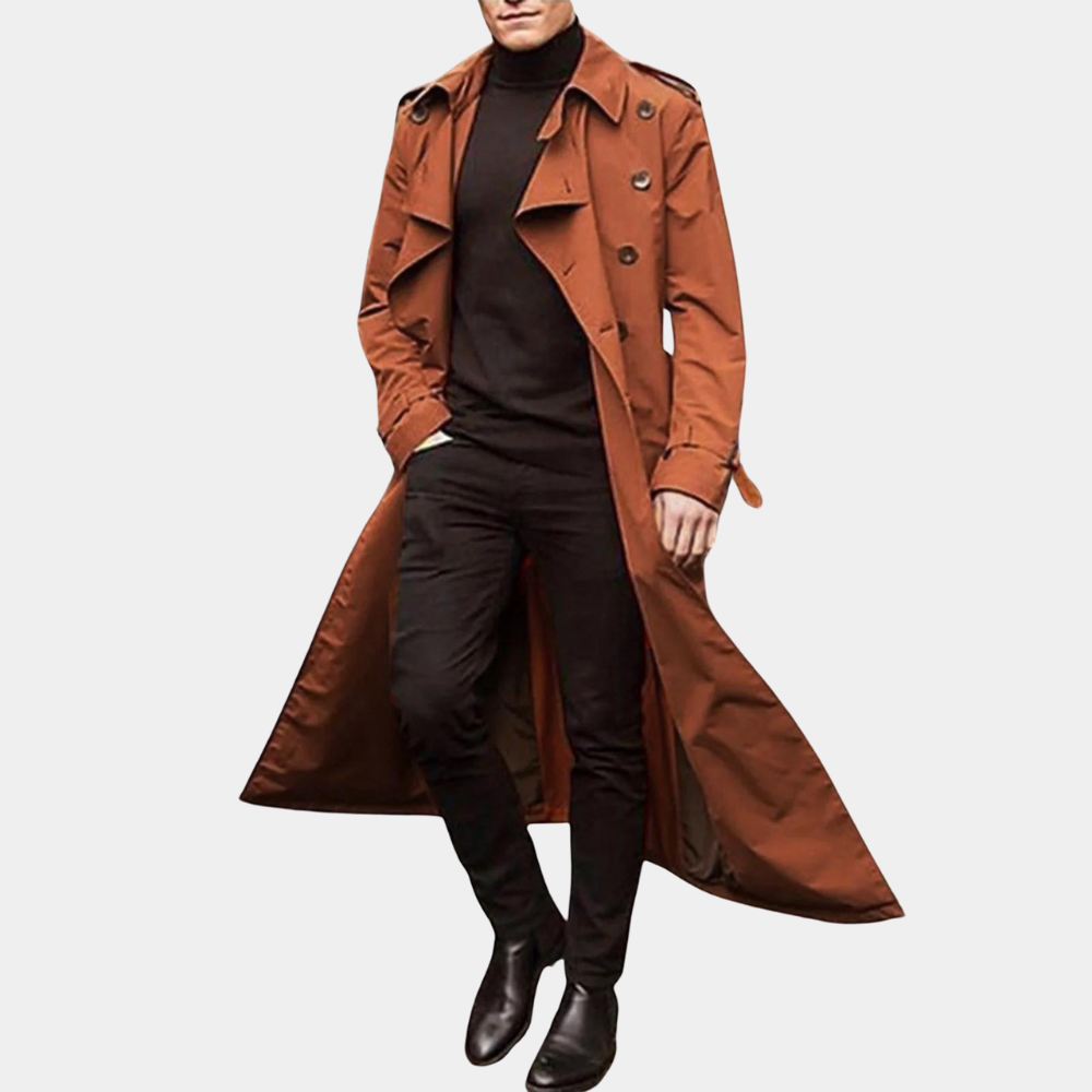 Marcus Men's Trench Coat – Long Water-Resistant Coat with a Classic Cut & Elegant Style