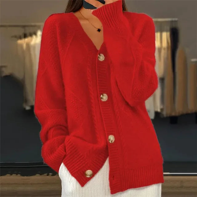 Odette Women's Cardigan – Soft Cashmere Button-Front Sweater with Elegant Long Sleeves