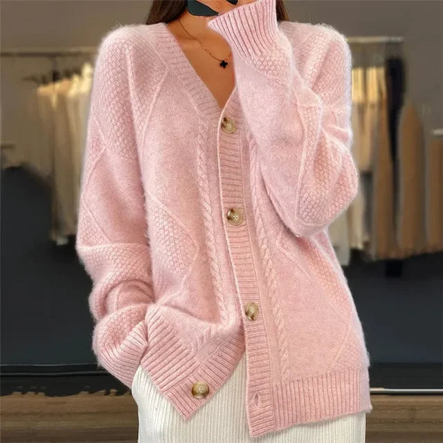 Odette Women's Cardigan – Soft Cashmere Button-Front Sweater with Elegant Long Sleeves