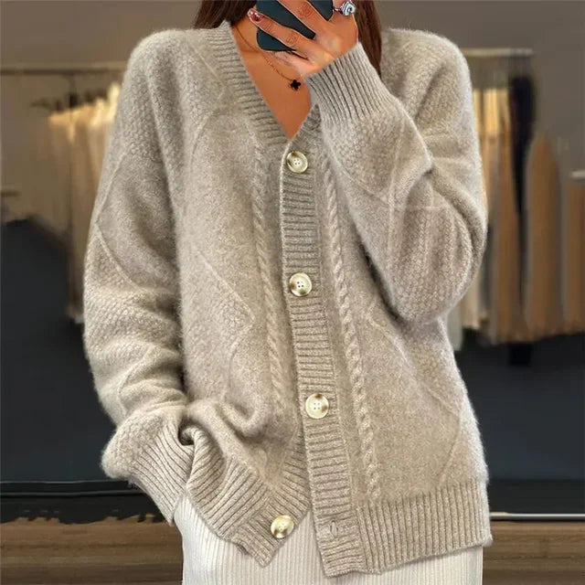 Odette Women's Cardigan – Soft Cashmere Button-Front Sweater with Elegant Long Sleeves