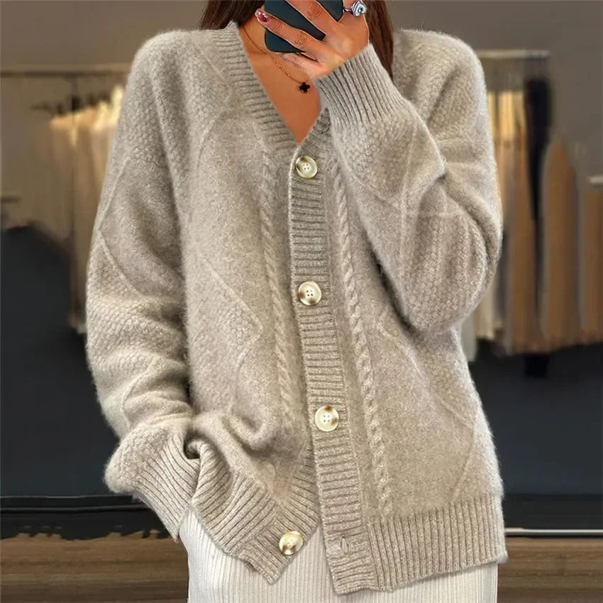 Odette Women's Cardigan – Soft Cashmere Button-Front Sweater with Elegant Long Sleeves