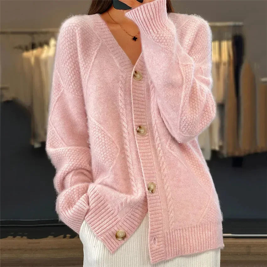 Odette Women's Cardigan – Soft Cashmere Button-Front Sweater with Elegant Long Sleeves