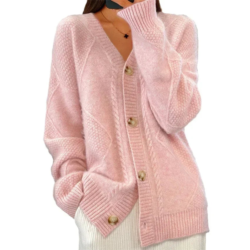 Odette Women's Cardigan – Soft Cashmere Button-Front Sweater with Elegant Long Sleeves