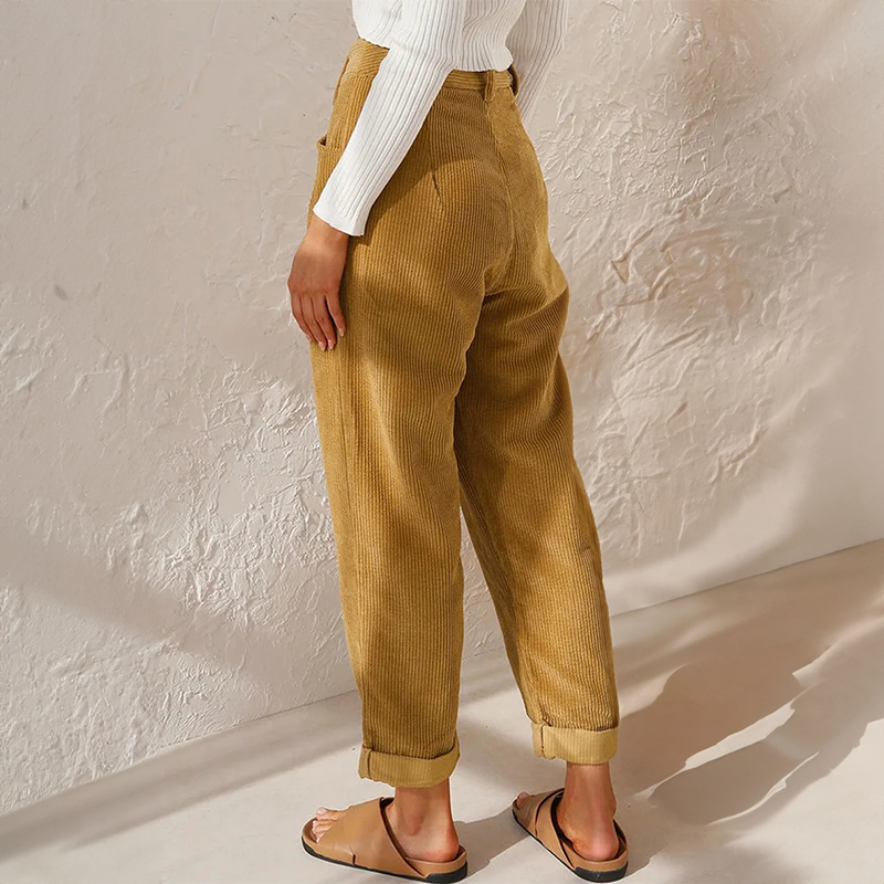 Colette Women's Corduroy Pants – Comfortable High Waist & Wide Legs for a Relaxed Look