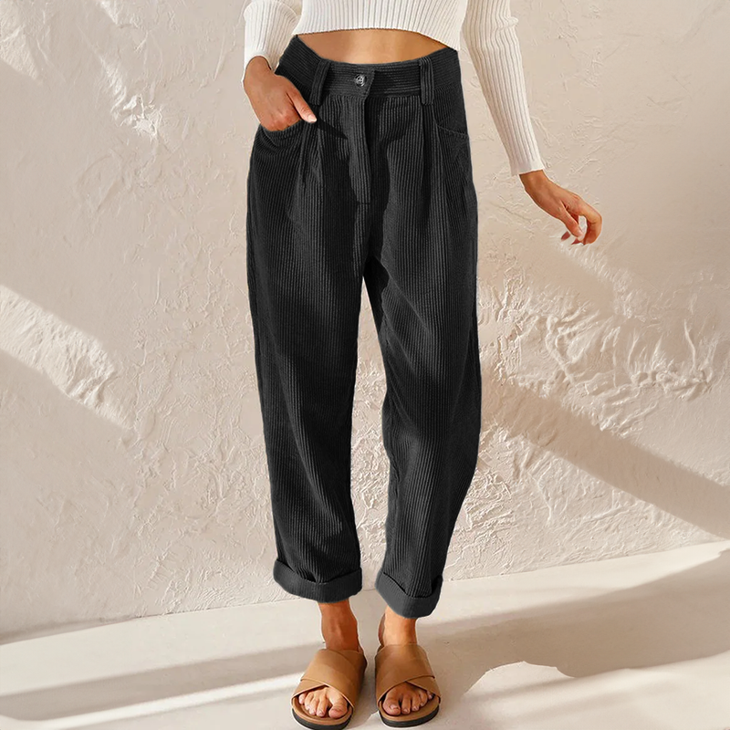 Colette Women's Corduroy Pants – Comfortable High Waist & Wide Legs for a Relaxed Look