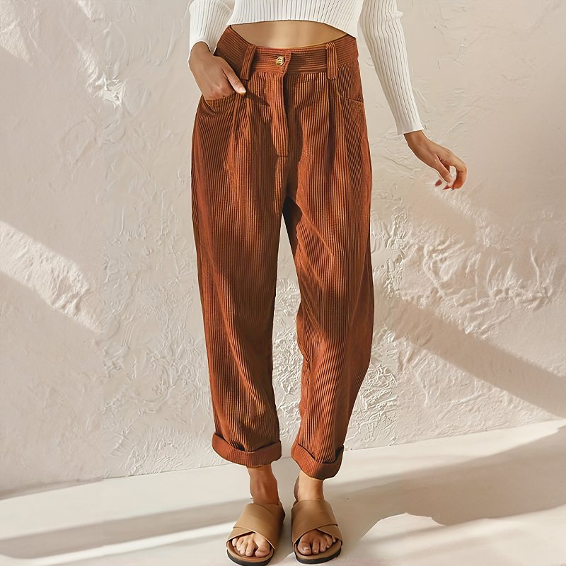 Colette Women's Corduroy Pants – Comfortable High Waist & Wide Legs for a Relaxed Look