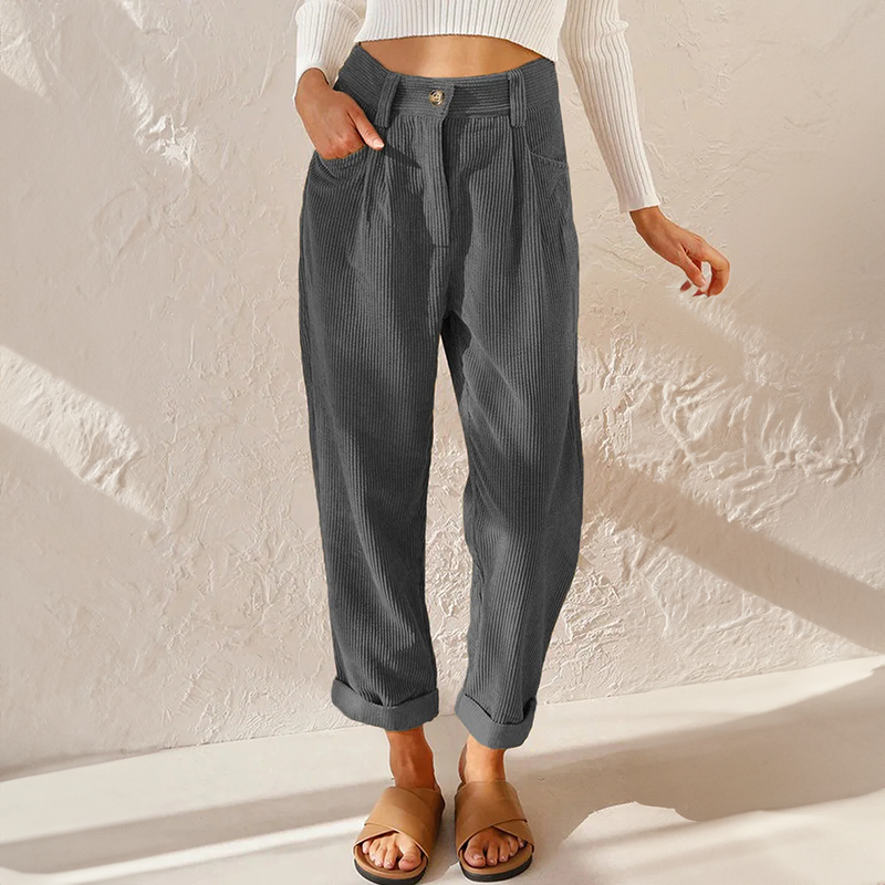 Colette Women's Corduroy Pants – Comfortable High Waist & Wide Legs for a Relaxed Look