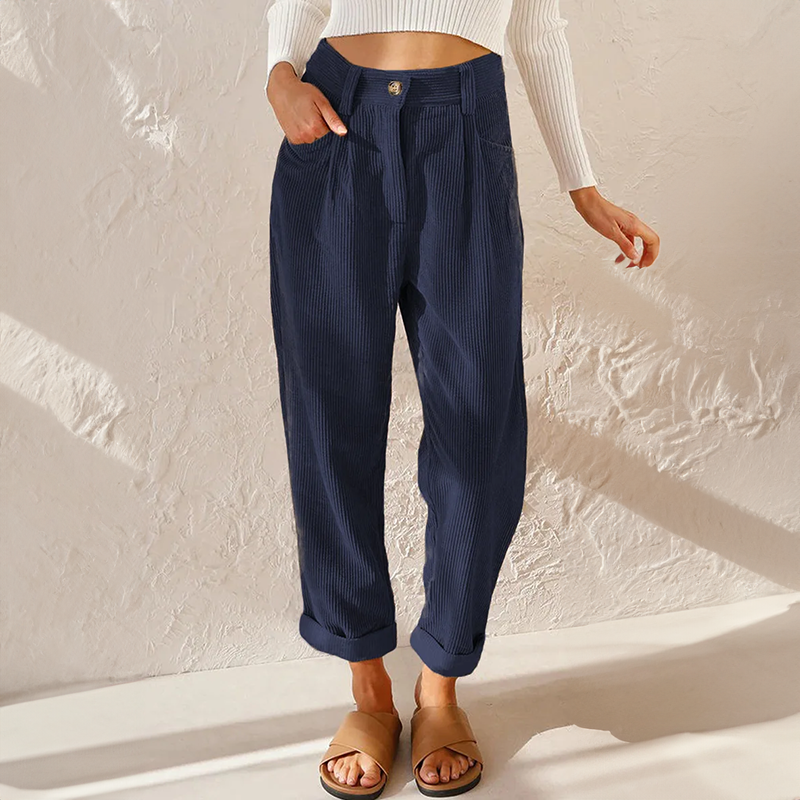 Colette Women's Corduroy Pants – Comfortable High Waist & Wide Legs for a Relaxed Look