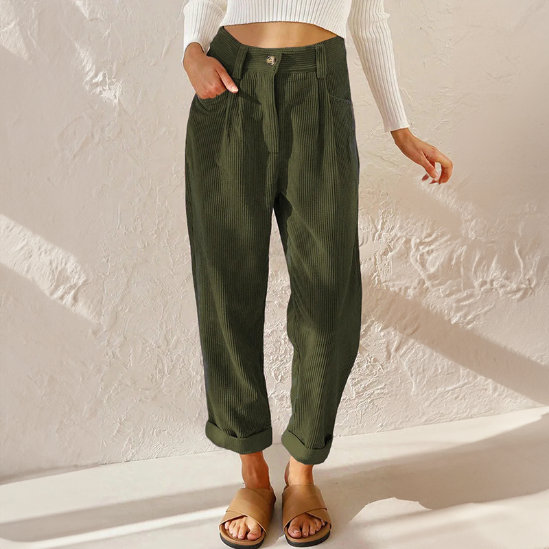 Colette Women's Corduroy Pants – Comfortable High Waist & Wide Legs for a Relaxed Look