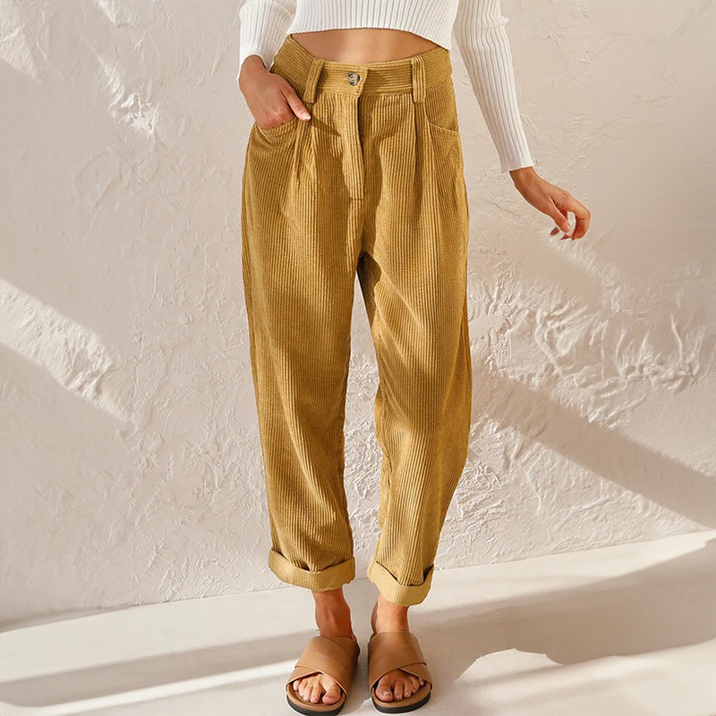 Colette Women's Corduroy Pants – Comfortable High Waist & Wide Legs for a Relaxed Look