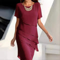 Camille Women's Midi Dress – Elegant Chiffon Dress with Tiered Design and Refined Details