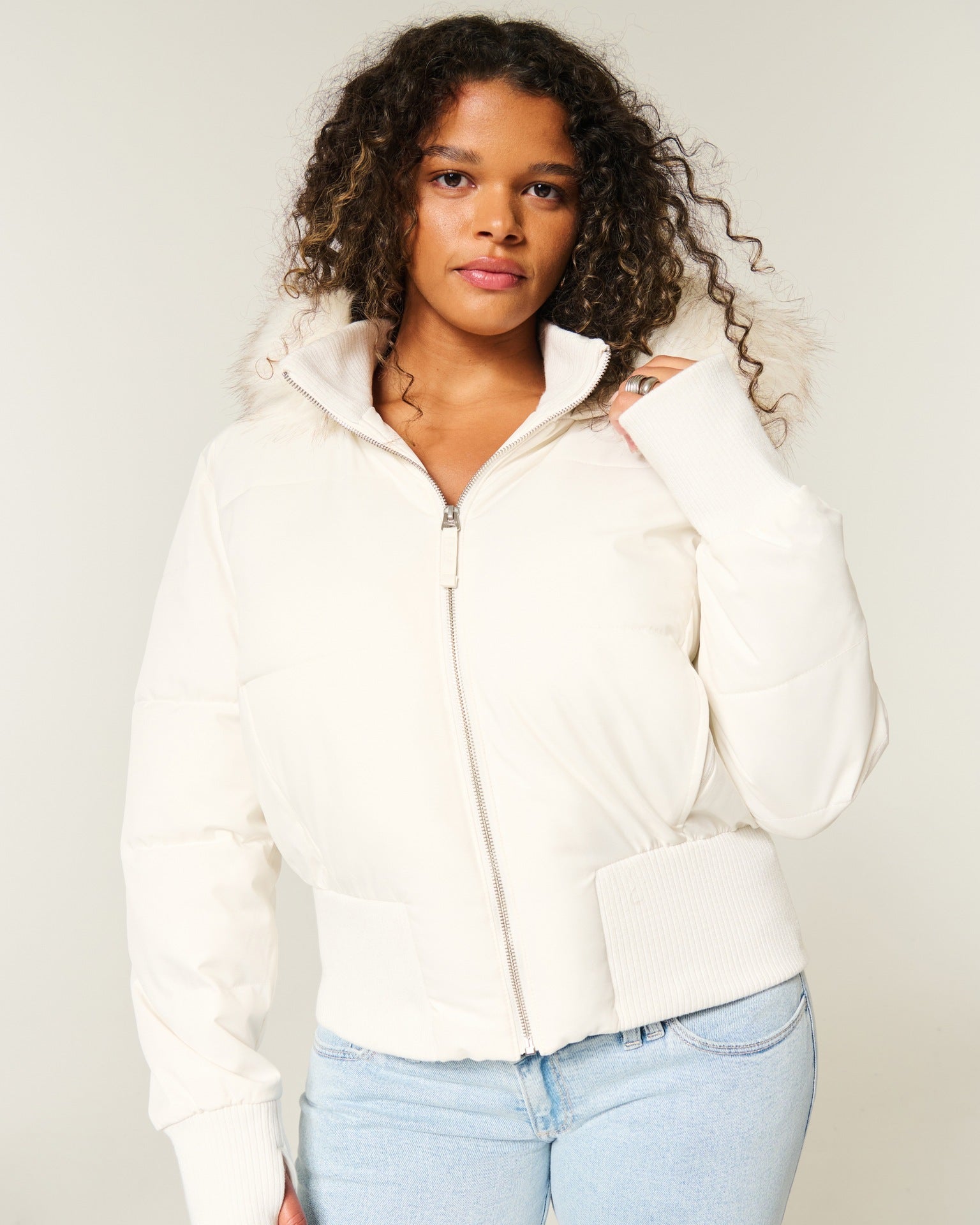 Camille Women's Winter Coat – Warm Jacket with Removable Hood and Chic Fur-Trimmed Collar