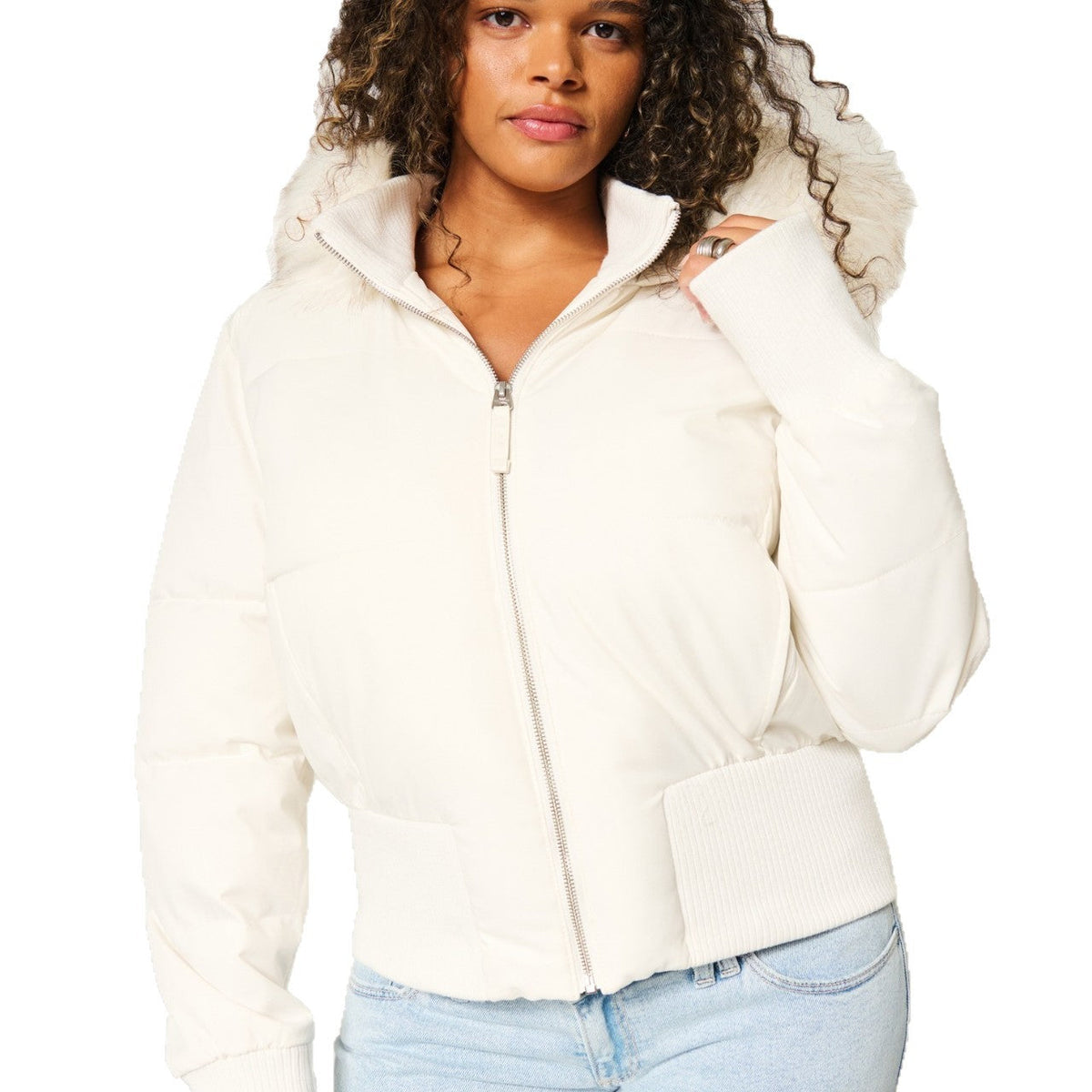 Camille Women's Winter Coat – Warm Jacket with Removable Hood and Chic Fur-Trimmed Collar