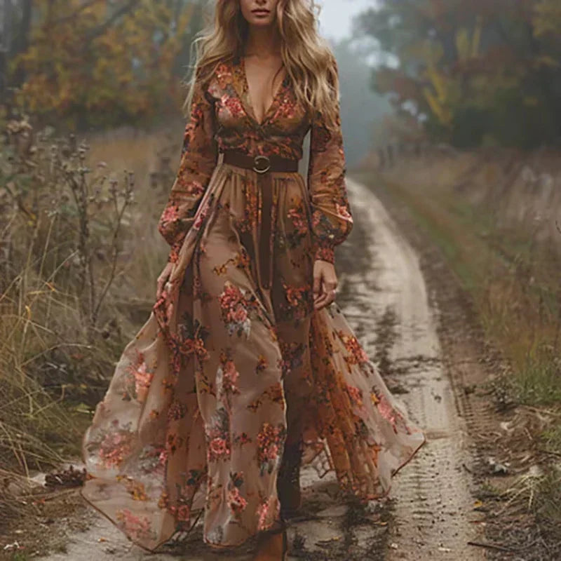 Isabelle Boho Maxi Dress – Ruffled Women's Dress with a Relaxed, Elegant Style