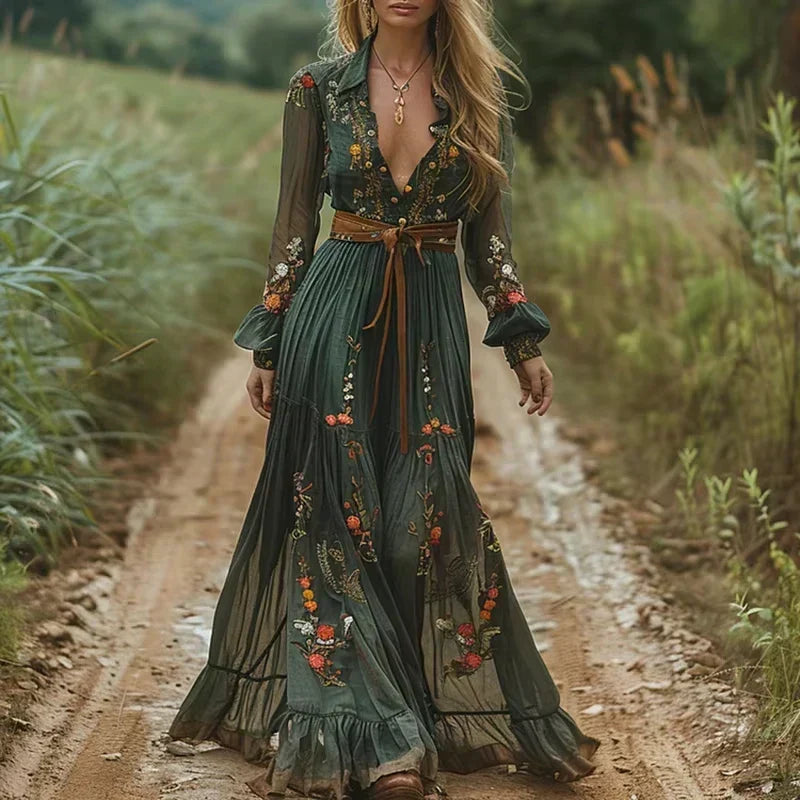 Isabelle Boho Maxi Dress – Ruffled Women's Dress with a Relaxed, Elegant Style