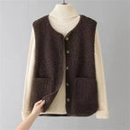 Harper Women's Sleeveless Vest – Warm Sherpa Shearling-Style Fabric, Lightweight & Casual