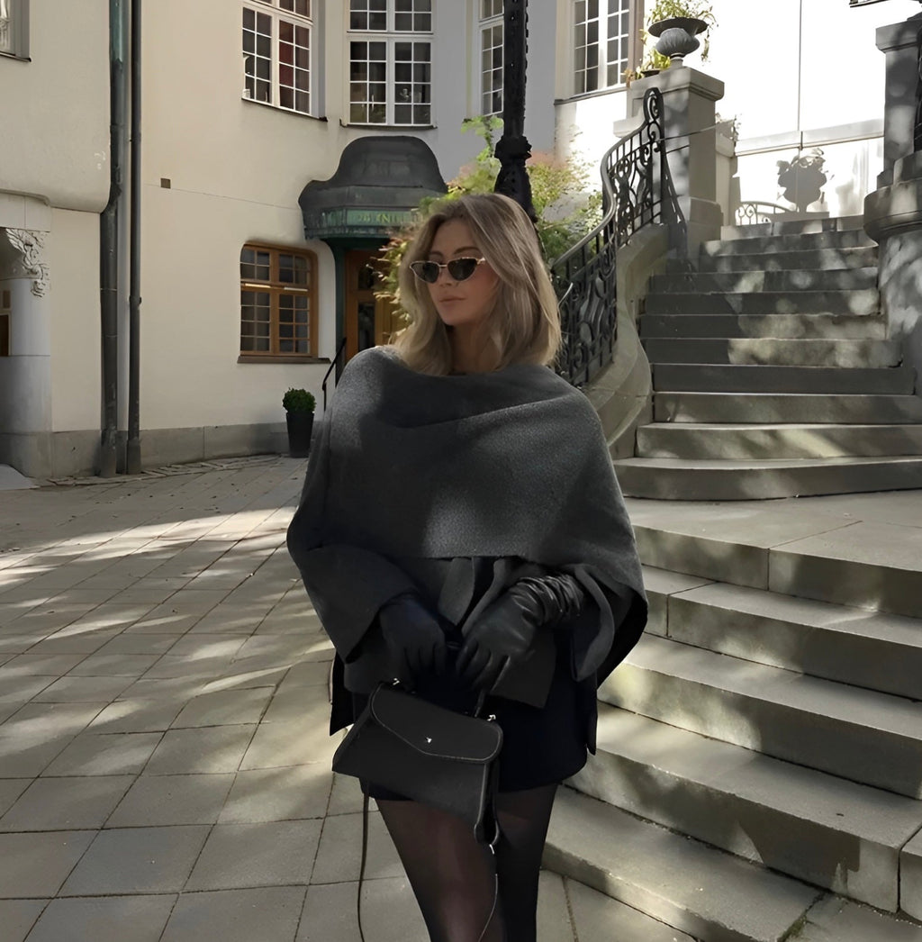 Sienna Women's Poncho – Asymmetric Wool Design, Chic and Perfect for Winter Warmth