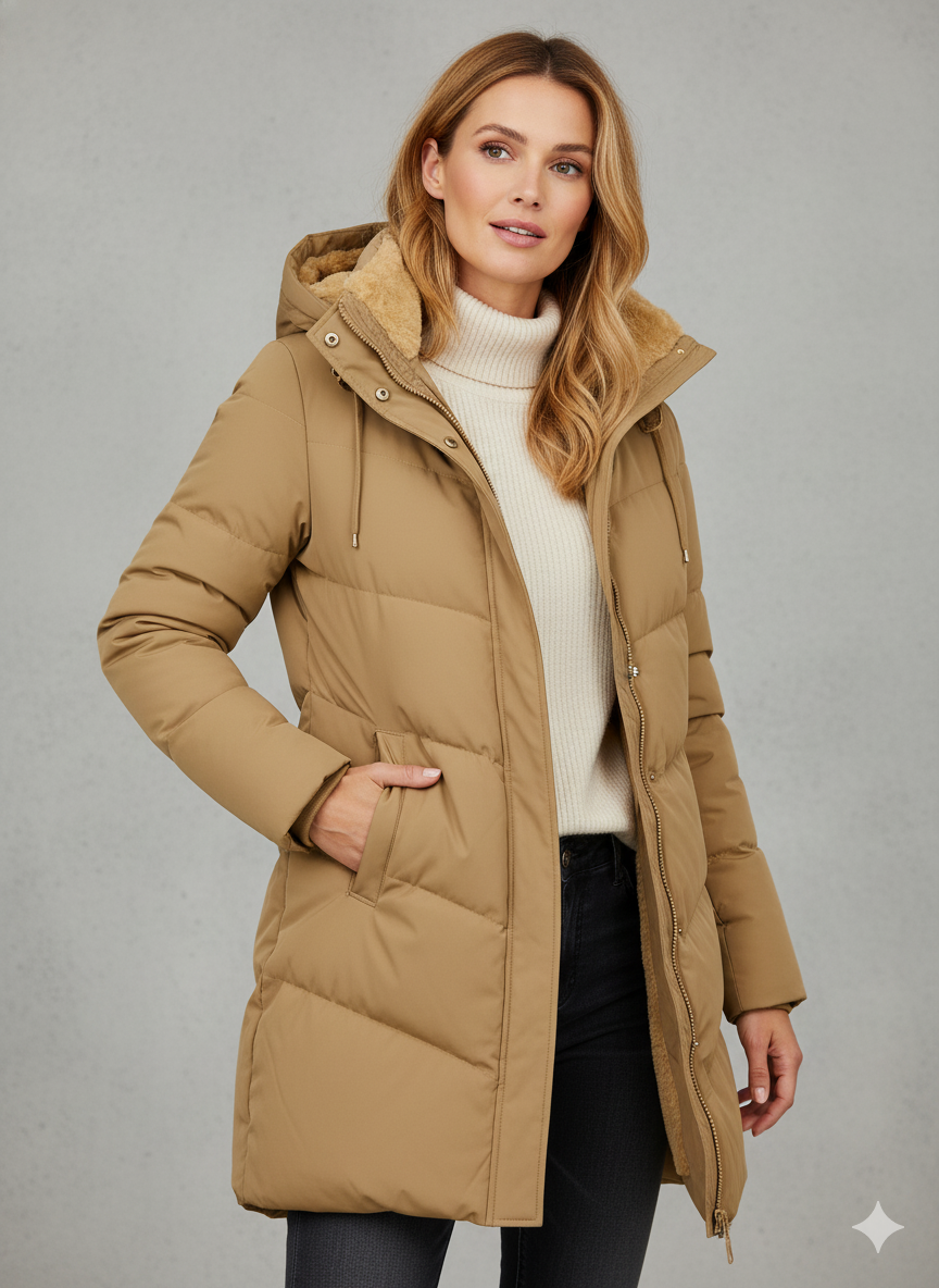 Michaela Long Hooded Coat for Women – Elegant Winter Jacket with a Comfortable Fit