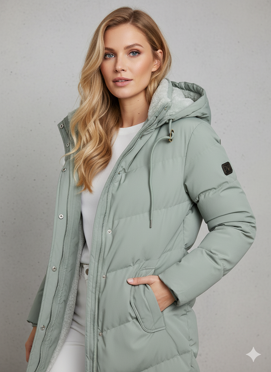 Michaela Long Hooded Coat for Women – Elegant Winter Jacket with a Comfortable Fit