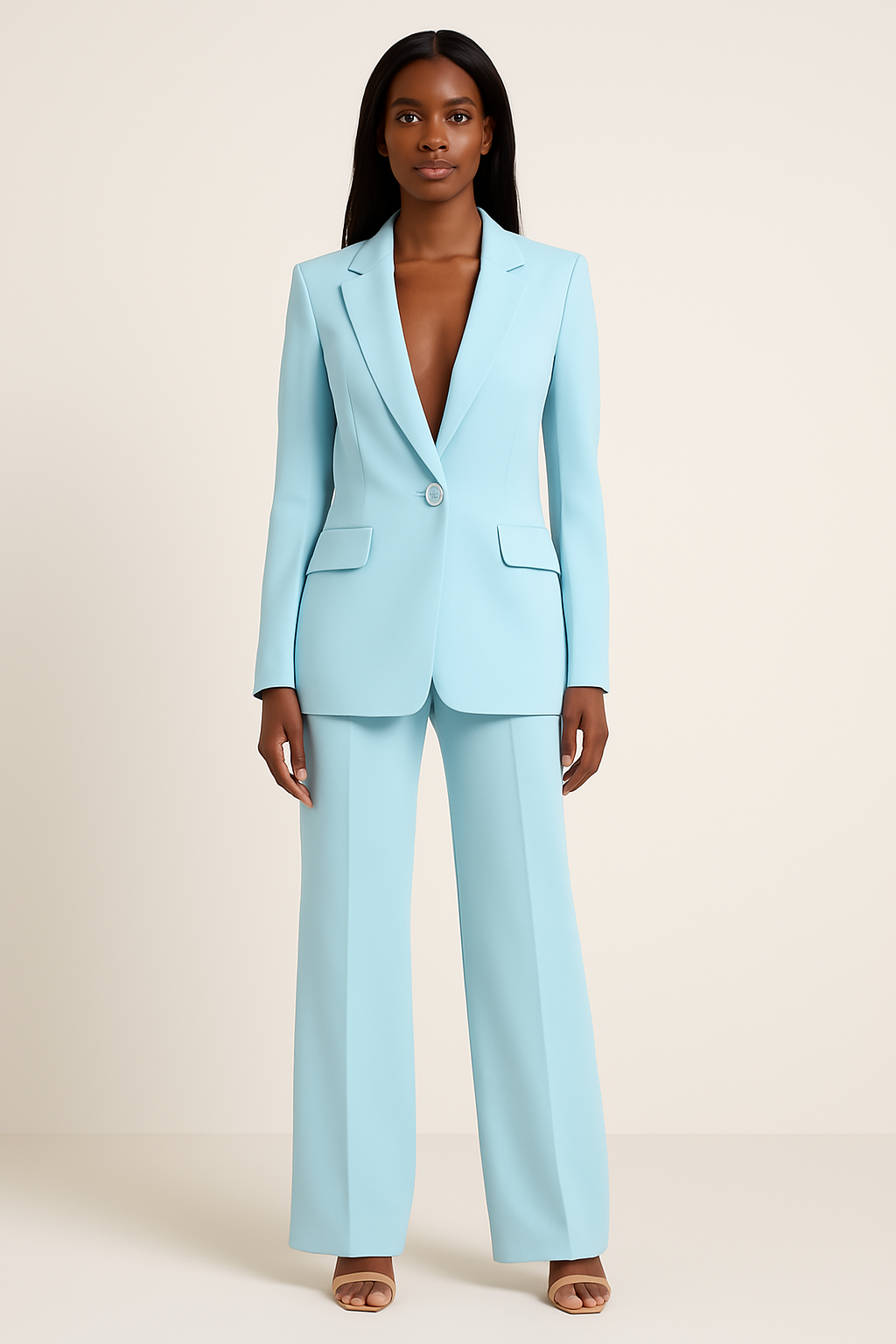 Odette Women's Ensemble – Elegant Satin Pantsuit with a Relaxed Fit & Modern Style