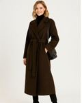Genevieve Elegant Long Coat for Women – Wool-Blend Coat with Classic Notch Collar