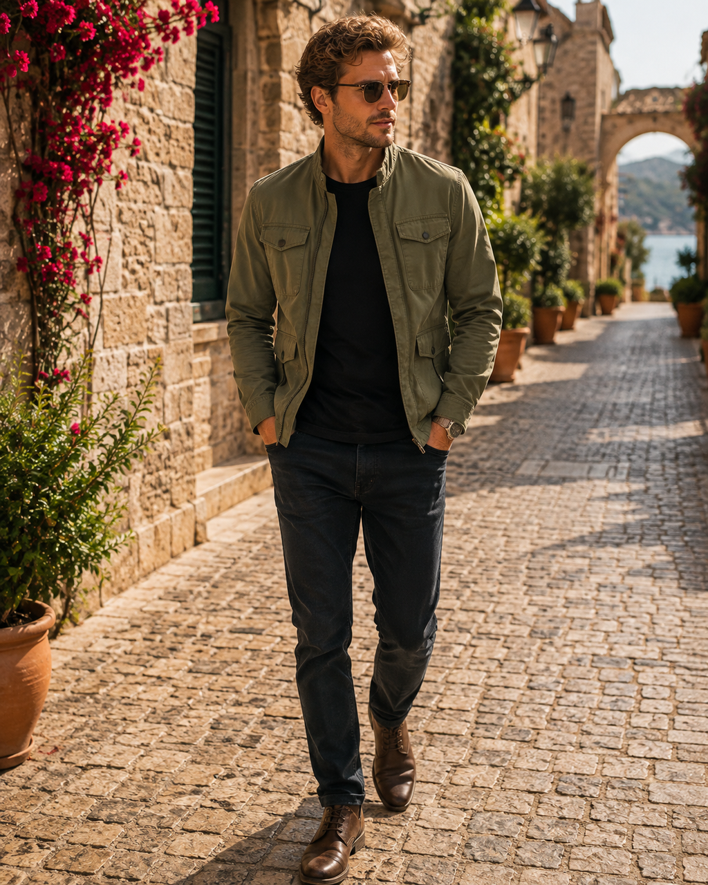 Henry Men's Cotton Jacket – Stand Collar, Zip Front & Retro Casual Style