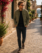 Henry Men's Cotton Jacket – Stand Collar, Zip Front & Retro Casual Style