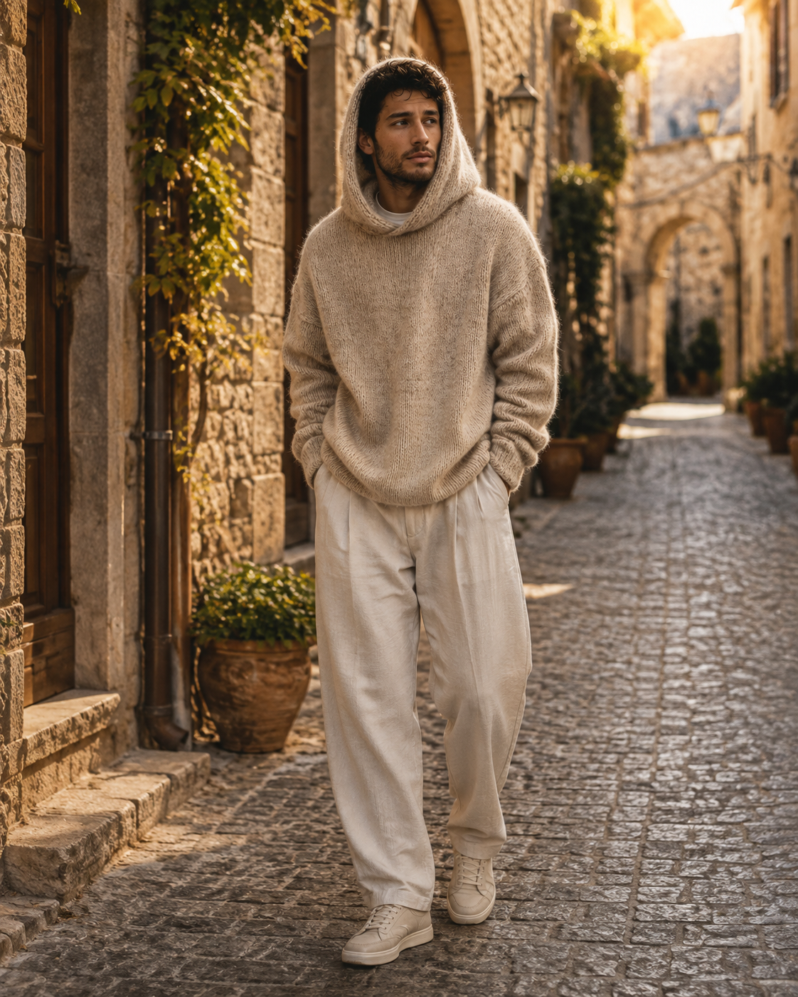 Oliver Men's Hooded Sweater – Loose Fit, Soft Textured Knit & Ribbed Trims