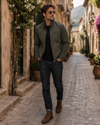 Arthur Men's Cotton Jacket – Vintage Washed Finish, Lapel Collar & Zip Front