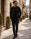Nolan Men's Cotton Jacket – Stand Collar, Button Front & Vintage Casual Style