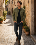 Henry Men's Cotton Jacket – Stand Collar, Zip Front & Retro Casual Style