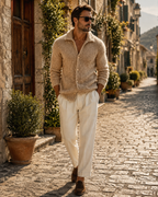 Ethan Men's Knitted Cardigan – Retro Lapel, Textured Knit & Casual Fit