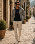 Caleb Men's Hooded Knit Cardigan – Slim Fit, Zip-Up Front & Solid Colour