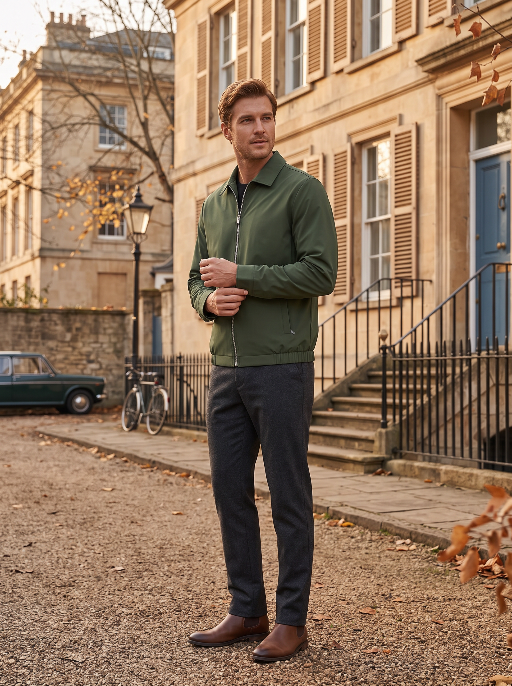 Andrew Men's Lightweight Zip Jacket – Laydown Collar, 3 Pockets & Elastic Hem
