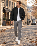 Wesley Men's Lightweight Bomber Jacket – Full Zip, Ribbed Trims & 3 Pockets