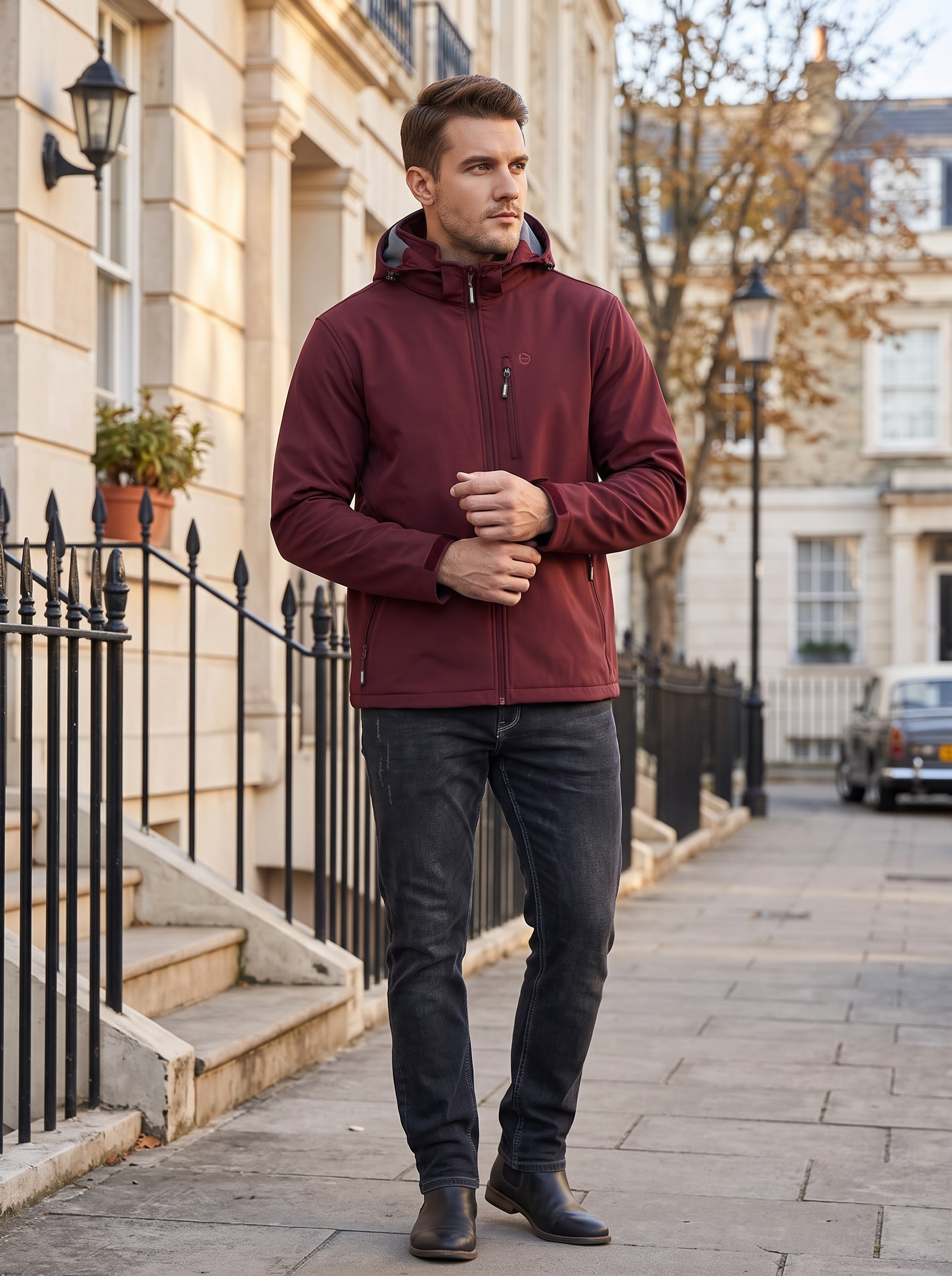 Thomas Men's Softshell Jacket – Fleece Lined, Hooded & 5 Pockets