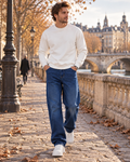 Harrison Men's Baggy Jeans – Mid-Rise, Straight Leg, Stretch Denim & 5 Pockets