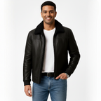 Julian Men's Fur-Collar Jacket – Elegant Zip-Up Coat with a Modern Slim Fit