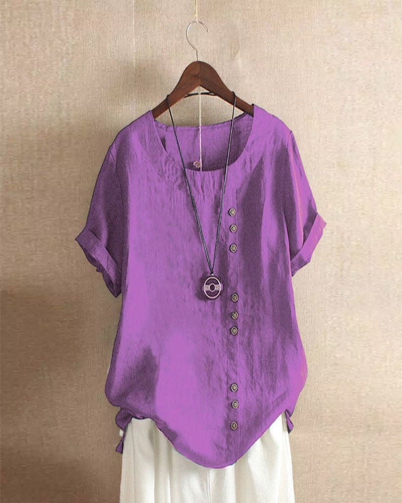 Noelle Women's Blouse – Lightweight Linen Blouse with Button Front & Effortless Natural Look