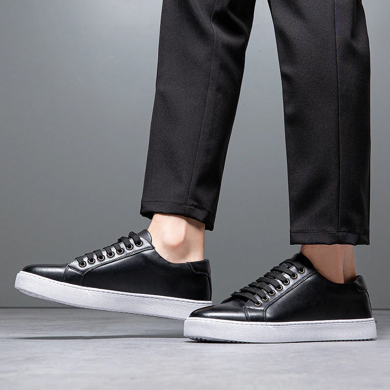 Marco Men's Leather Sneakers – Sleek Genuine Leather Sneakers with a Cushioned Sole and Timeless Design