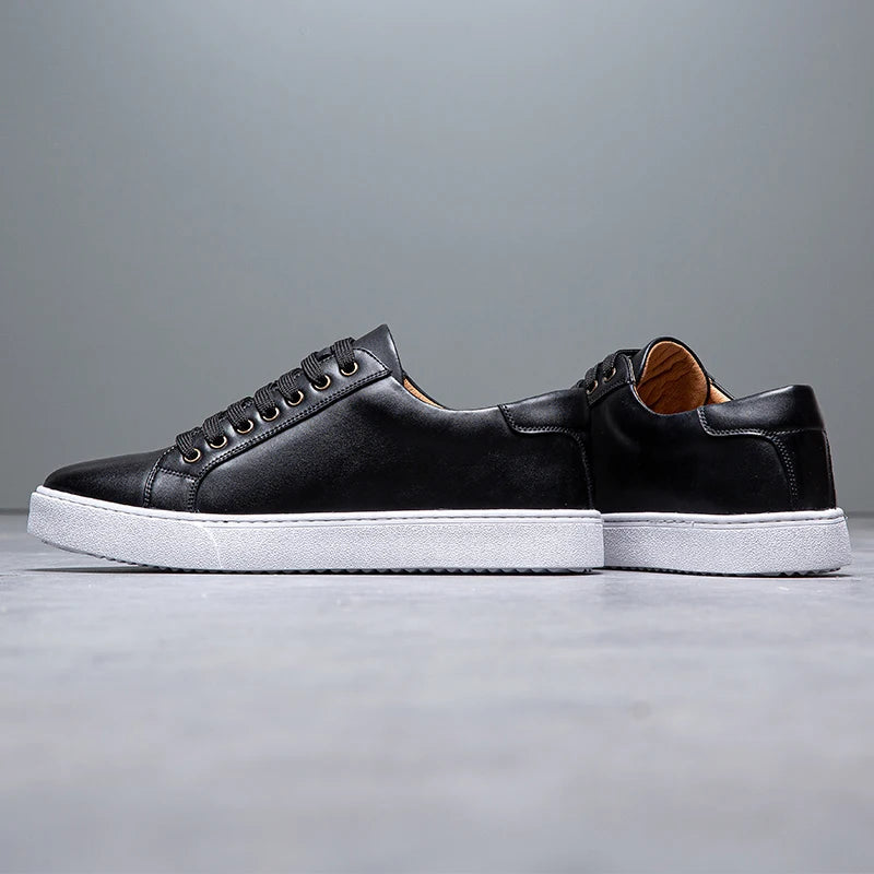 Marco Men's Leather Sneakers – Sleek Genuine Leather Sneakers with a Cushioned Sole and Timeless Design
