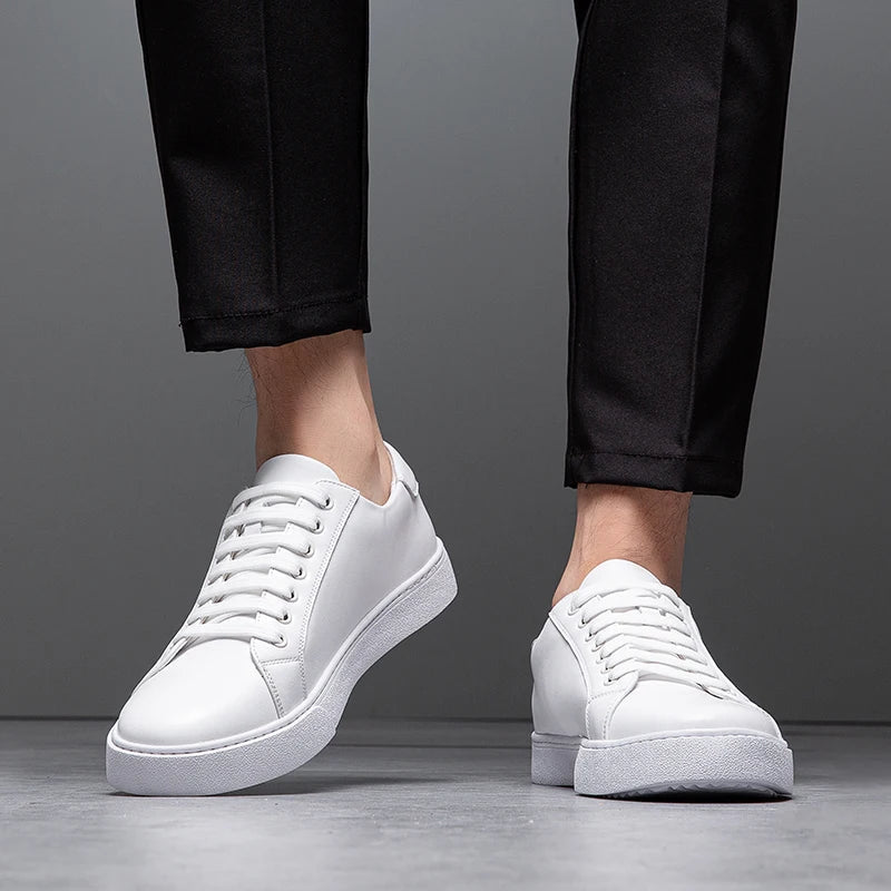 Marco Men's Leather Sneakers – Sleek Genuine Leather Sneakers with a Cushioned Sole and Timeless Design