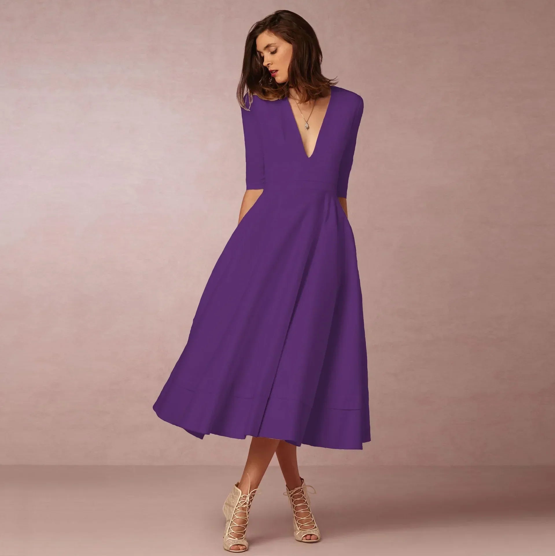 Celeste Women's Midi Dress – Fitted Cotton Dress with an Elegant Cut