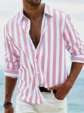 Elliot Men's Summer Shirt – Light Blue Striped Cotton-Linen Blend with Relaxed Fit