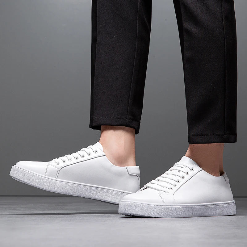 Marco Men's Leather Sneakers – Sleek Genuine Leather Sneakers with a Cushioned Sole and Timeless Design