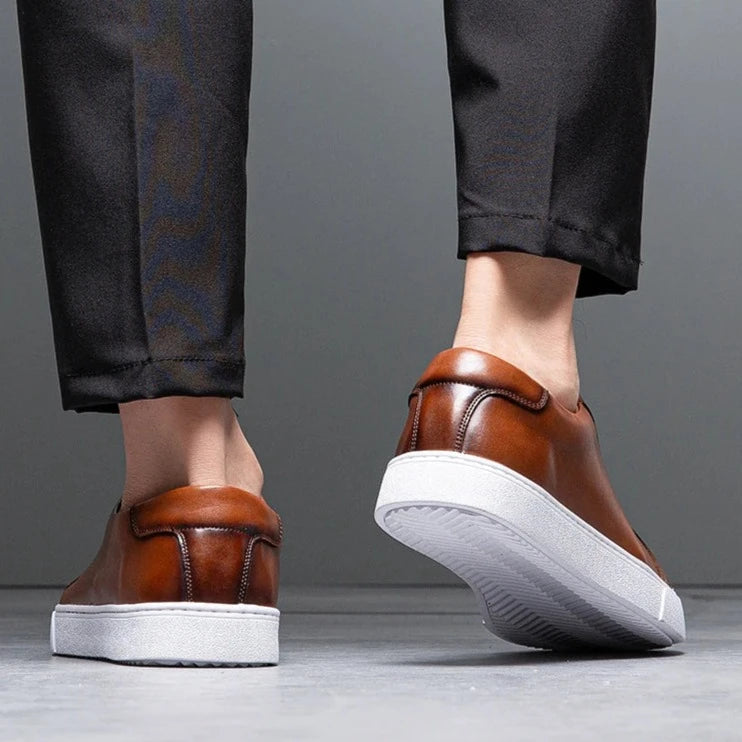 Marco Men's Leather Sneakers – Sleek Genuine Leather Sneakers with a Cushioned Sole and Timeless Design